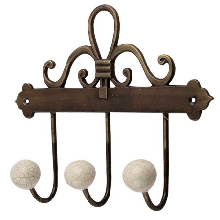 Cream Crackle Ceramic Iron Hooks